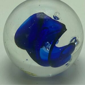 Adam Jablonski Signed Lead Crystal Blue Spiral Poland**